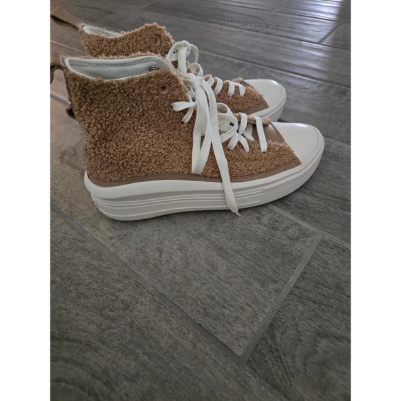 Converse All Star Lift Platform High Top Teddy Sneakers Brown Tan Womens 8.5 - Picture 3 of 8